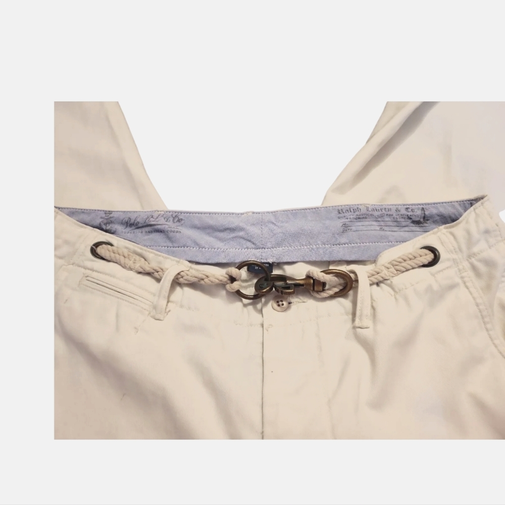 POLO RALPH LAUREN MARINE HARDWARE HOOK CLASP ROPE BELT NAUTICAL PANTS 34 x 34